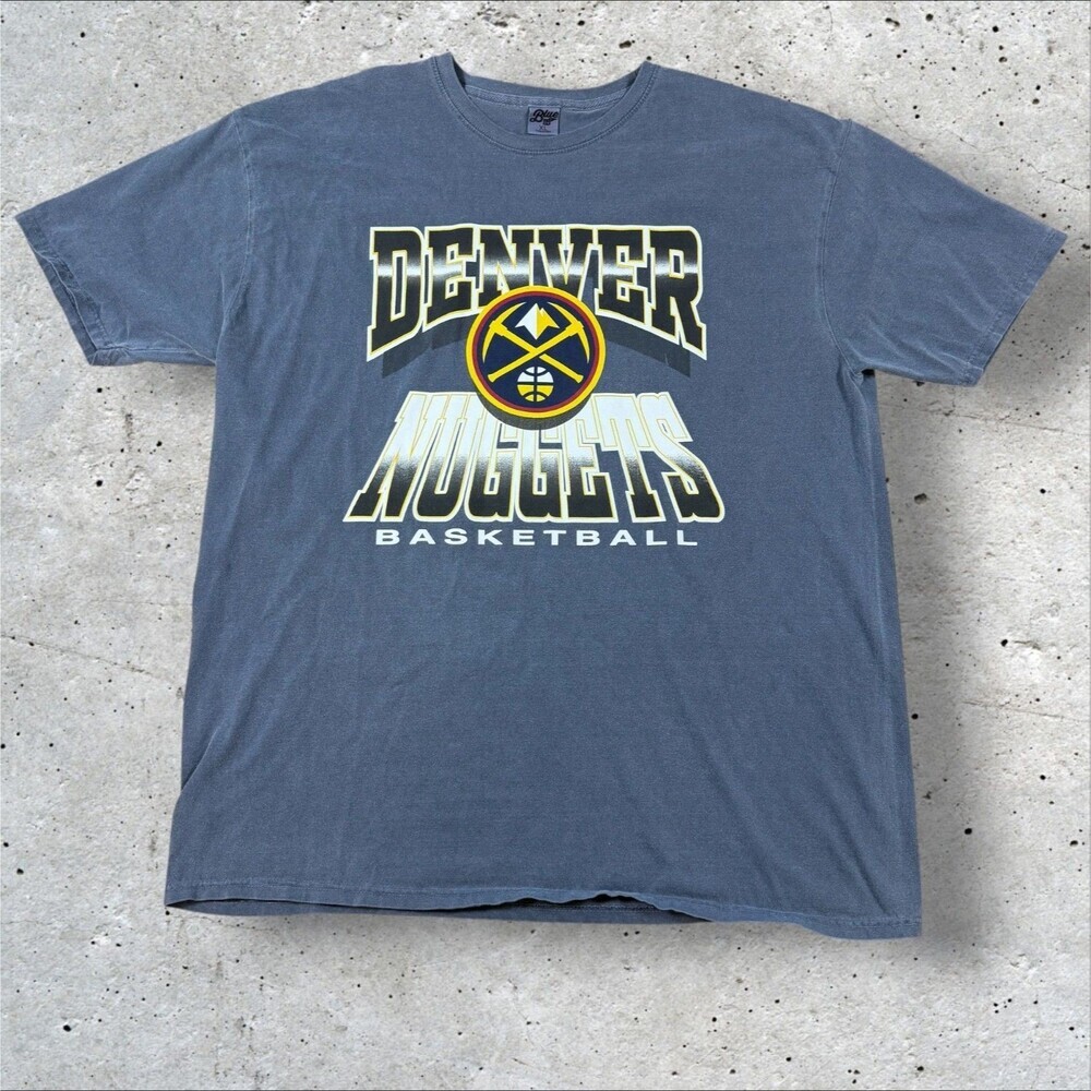Denver Nuggets NBA Basketball Shirt Mens XL Blue 84 Fade Retro Graphic Tee